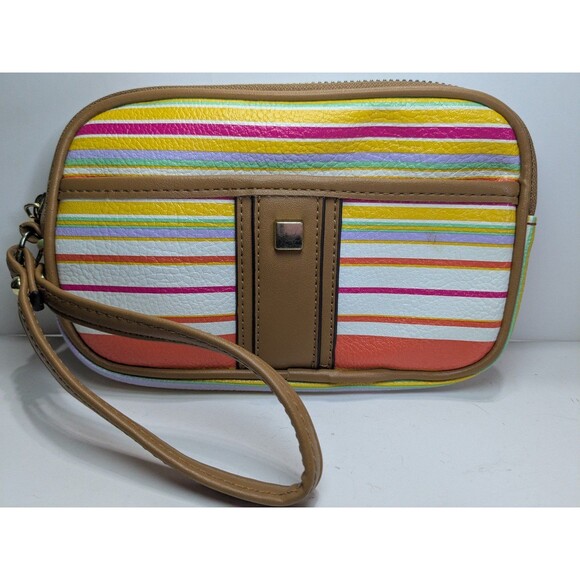 4/$12 Colorful Striped Zip Around Wristlet - Picture 1 of 4